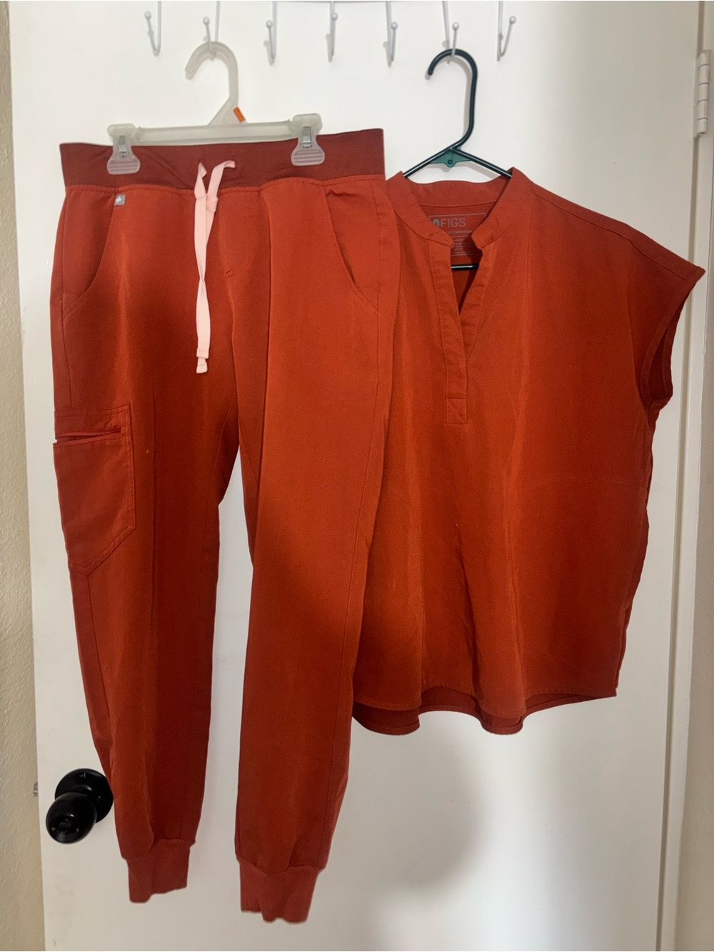 Figs Women's Rust-Red Jogger Pants with Drawstring